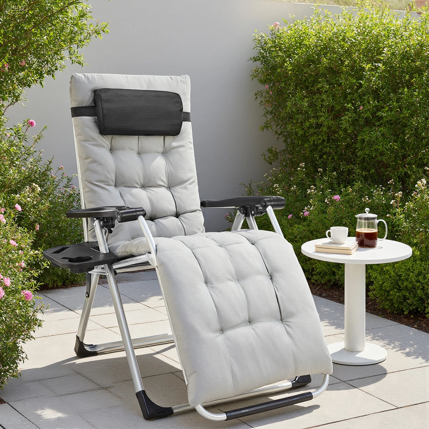 JHK Zero Gravity Portable Recliner With Cup Holder Adjustable Pillow