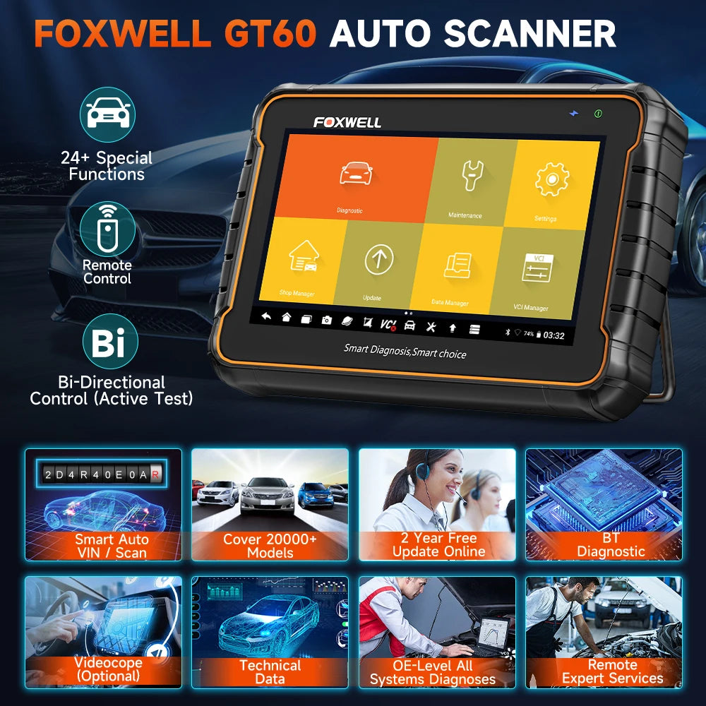 Foxwell GT60 OBD2 Diagnostic Tool Bluetooth ABS SAS TPMS Reset