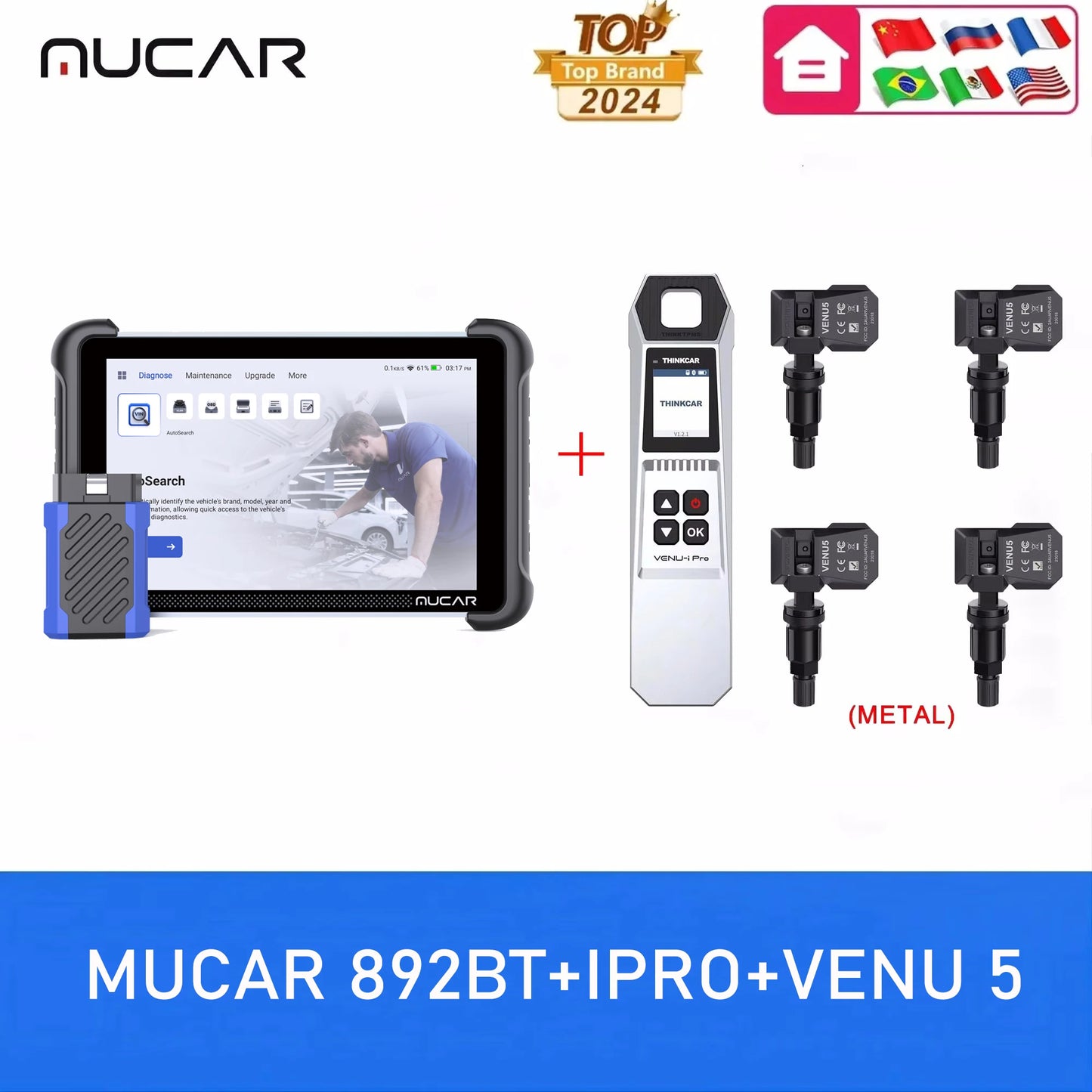 MUCAR 892BT Professional Diagnostic Tools CANFD DOIP ECU Coding 35 Resets Lifetime Free Update Full System OBD2 Scanner VS 689BT