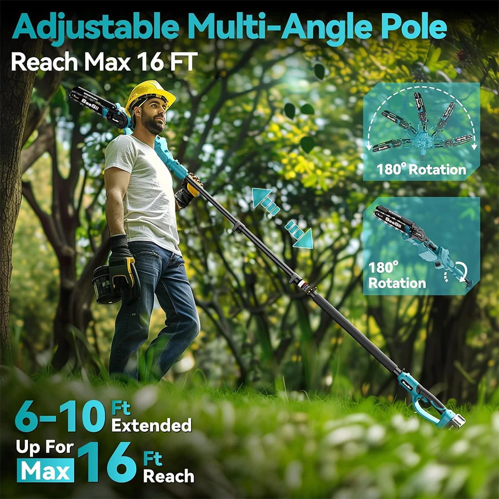 Seesii Cordless Pole Saw Electric Tree Trimmer Limb Cutter