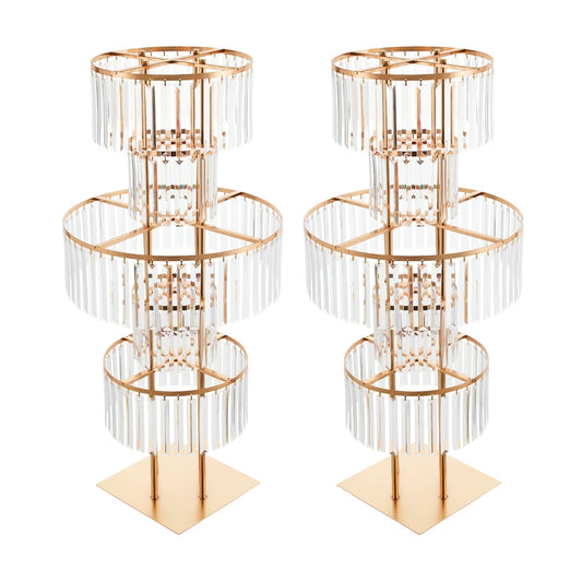 5 Tiers Crystal Flower Stand Gold/Silver 43.3 Inch Height Display Rack Aisle Guide Table Decoration Wedding Centerpiece Stand for Party Birthday Coffee Shop
