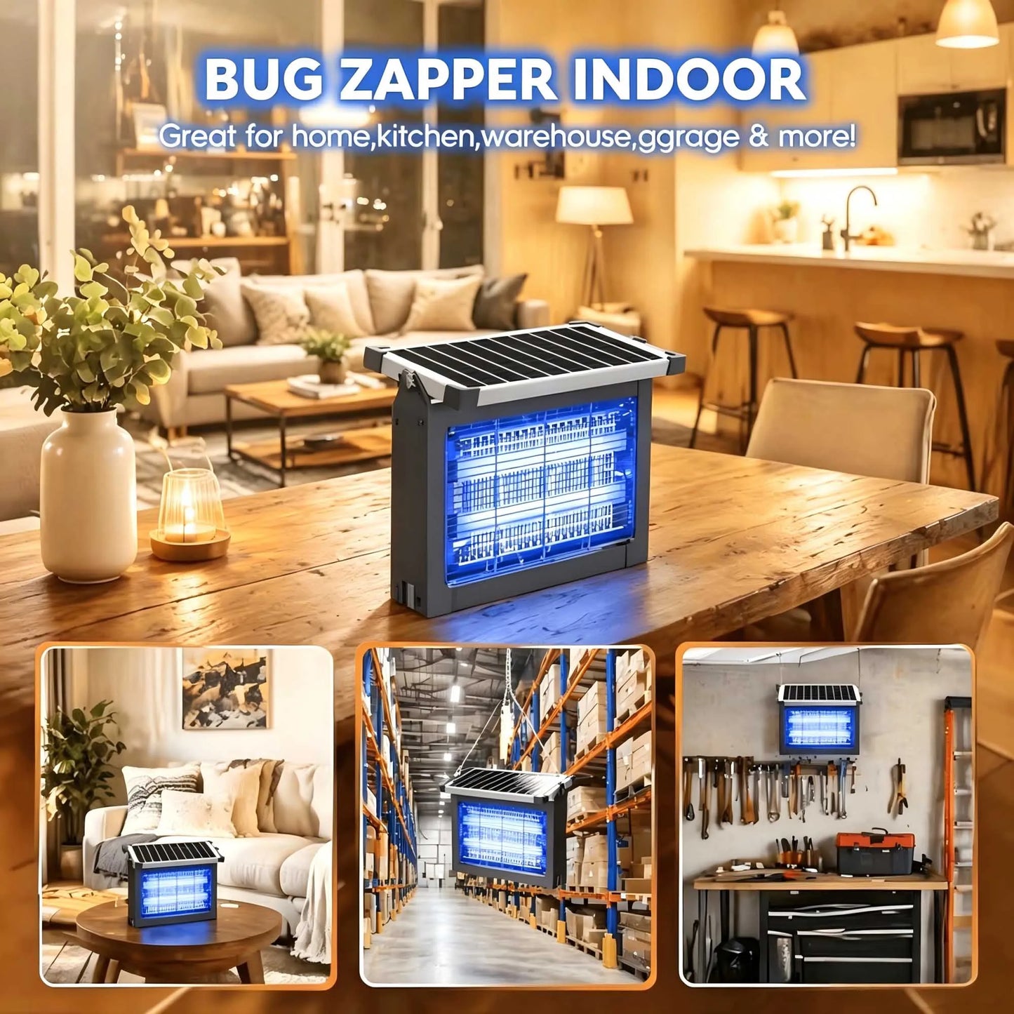 Solar Bug Zapper Outdoor 4500V Mosquito Killer For Garden Patio