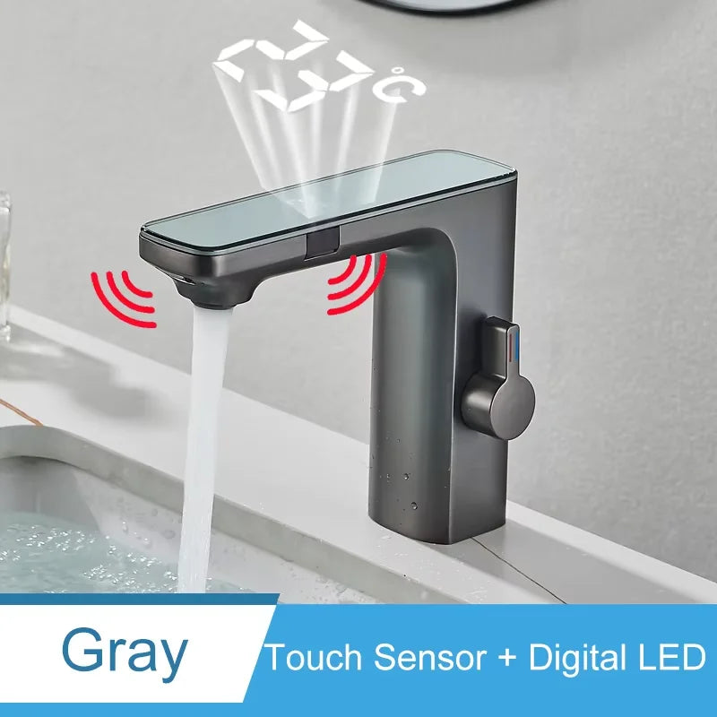 Shinesia Touch Sensor Digital Temperature Display Bathroom Basin Faucet