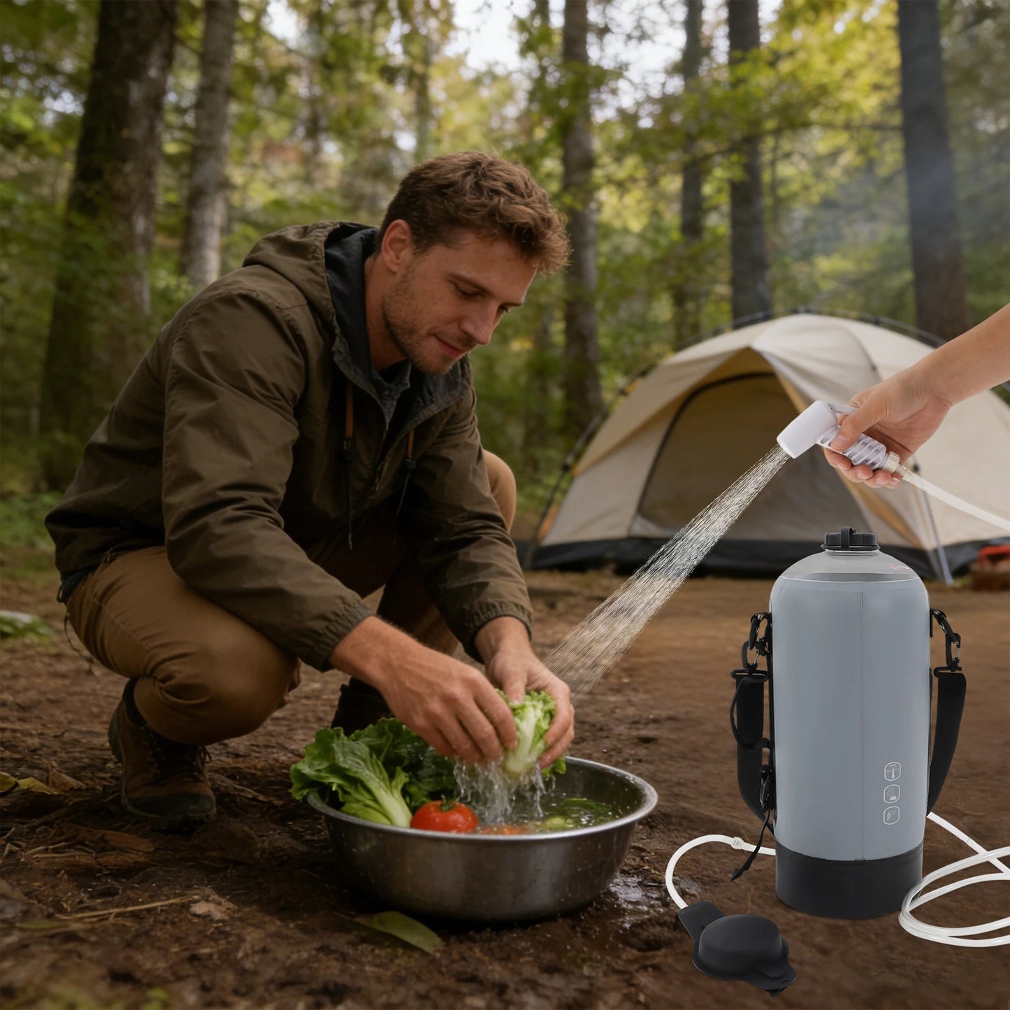 Bymaocar Portable Pressure Camp Shower With Air Pump
