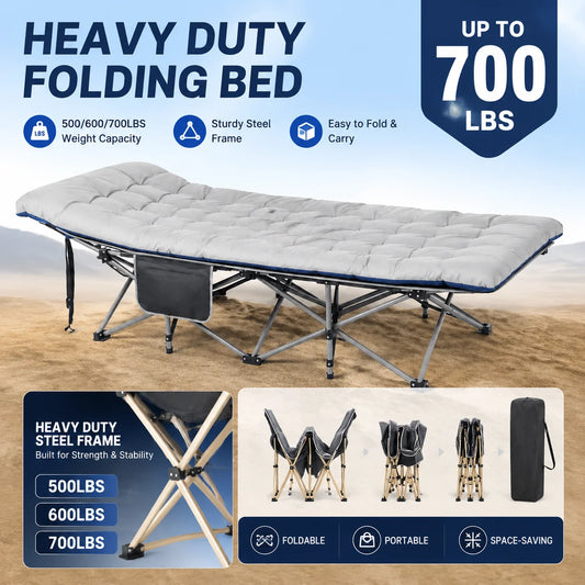 Foldable Cot Bed With Thick Mattress For Camping And Office
