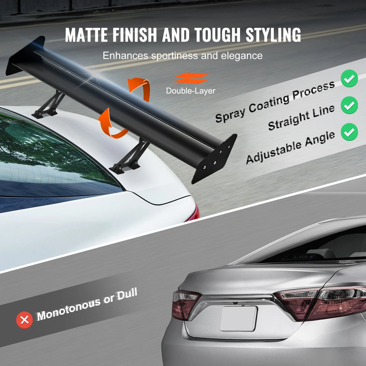 SucceBuy Universal Double Deck Aluminum Alloy Racing Rear Spoiler Wing