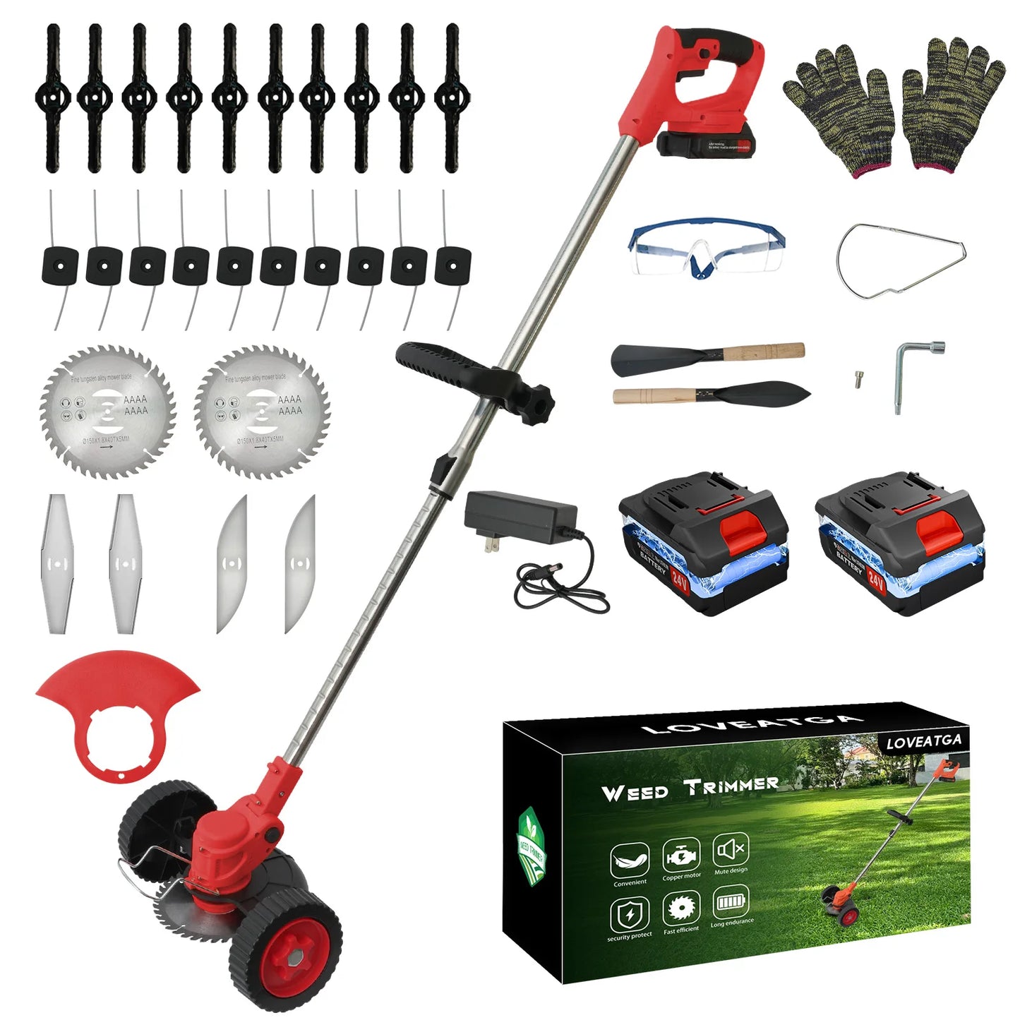 Cordless 21V Grass Trimmer 3-in-1 Mower Edger Brush Cutter