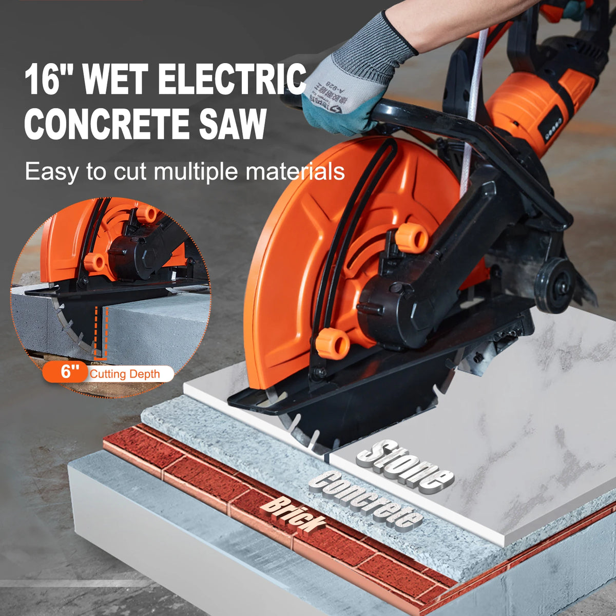SucceBuy Electric Concrete Saw 3200W Heavy Duty Cutter For Construction