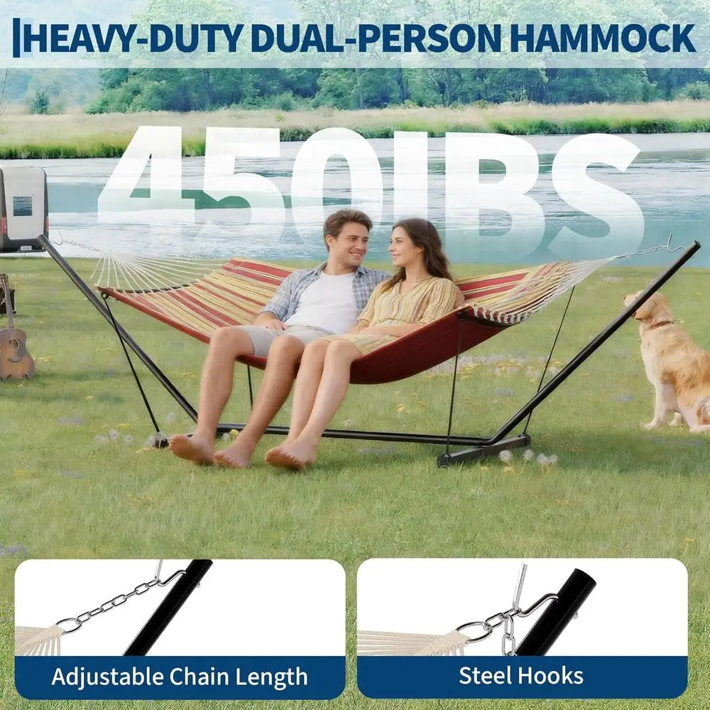 Double Hammock With Stand For Two Persons Pillow Included