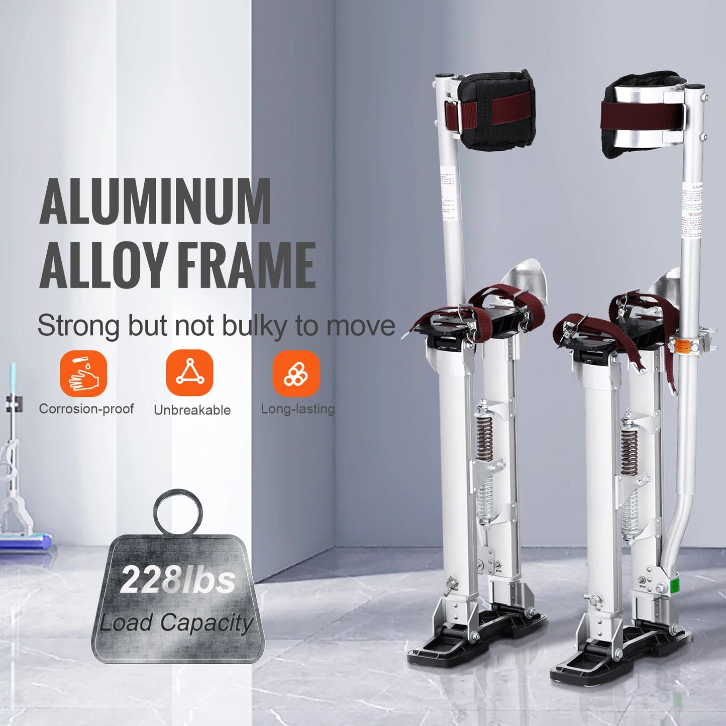 Adjustable Aluminum Drywall Stilts With Protective Knee Pads