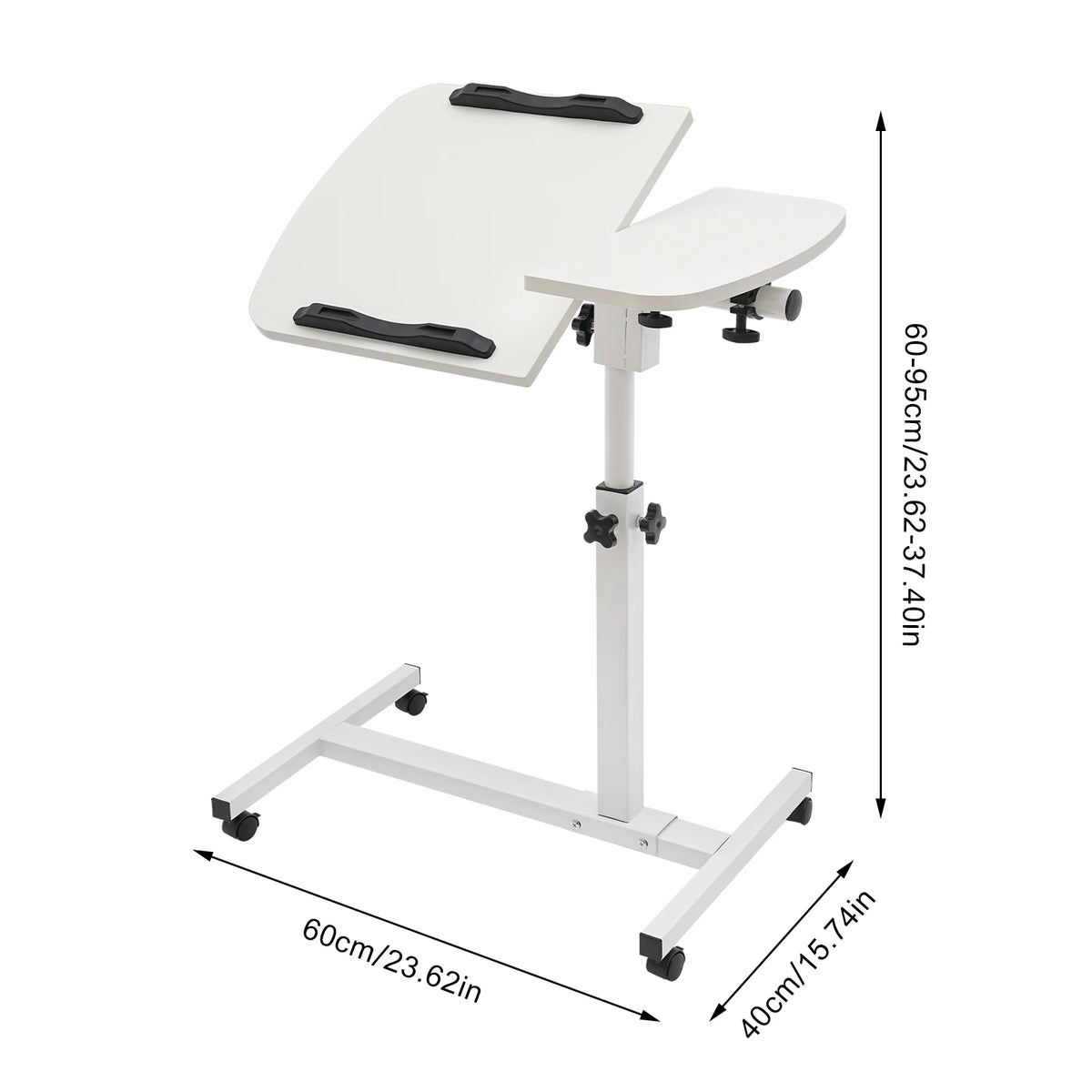 Laptop Desk Stand 360° Adjustable Tilting Overbed Table Computer Table C Shape Notebook Stand with 4 Lockable Wheels for Bed Sofa Office