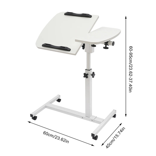 Laptop Desk Stand 360° Adjustable Tilting Overbed Table Computer Table C Shape Notebook Stand with 4 Lockable Wheels for Bed Sofa Office