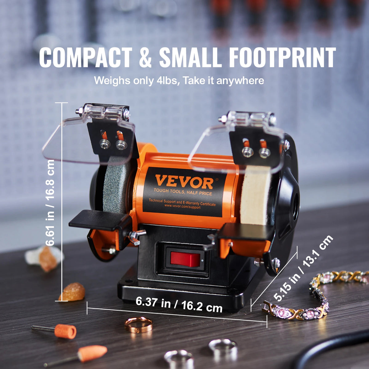 VEVOR Brushless Bench Polisher Adjustable Speed Jewelry Polishing Machine