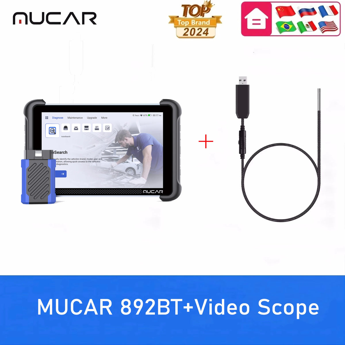 MUCAR 892BT Professional Diagnostic Tools CANFD DOIP ECU Coding 35 Resets Lifetime Free Update Full System OBD2 Scanner VS 689BT
