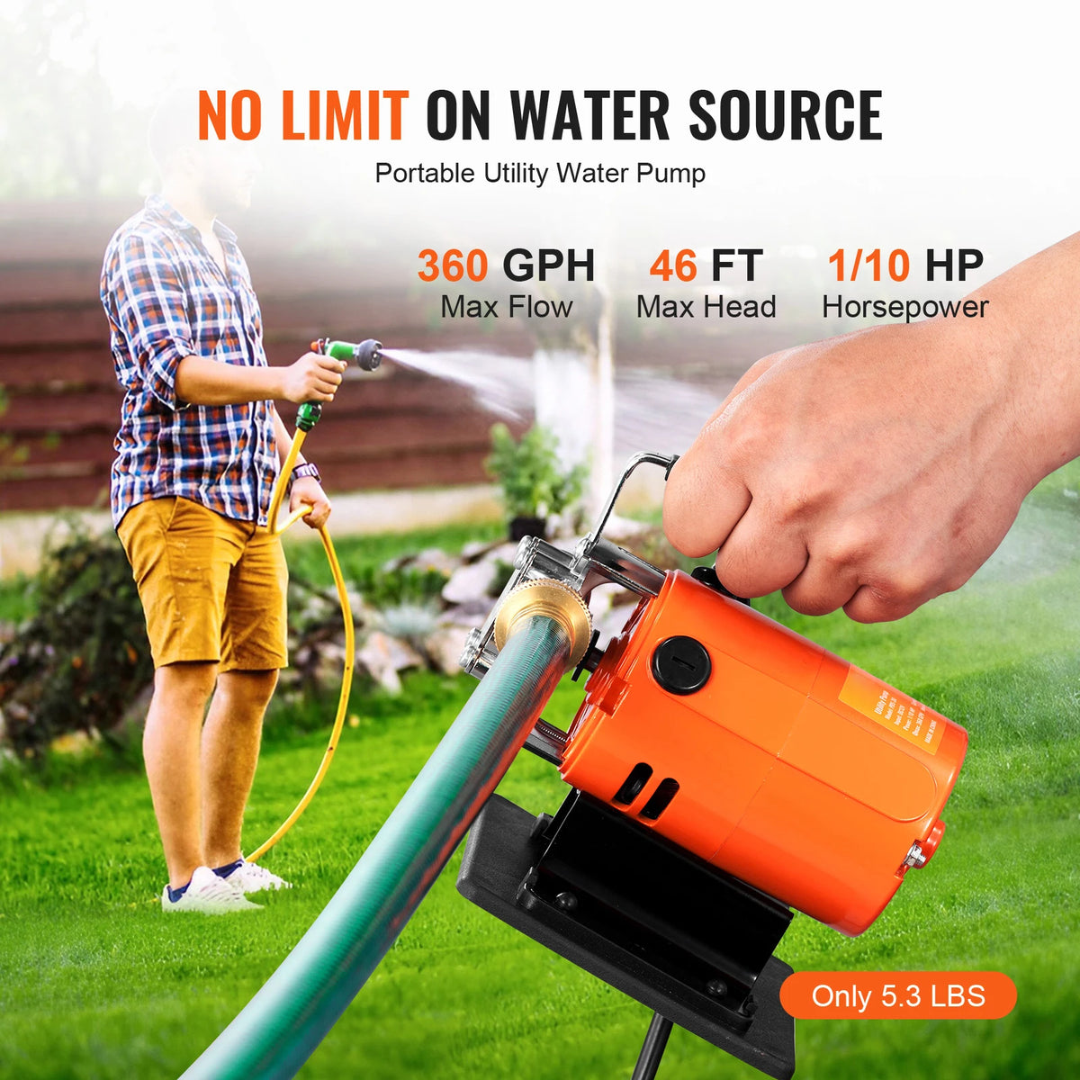 Succebuy Electric Water Transfer Pump 360 GPH Portable
