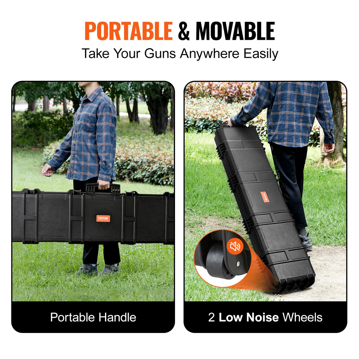 SucceBuy Portable Rifle Hard Case With Casters Shockproof Storage Container