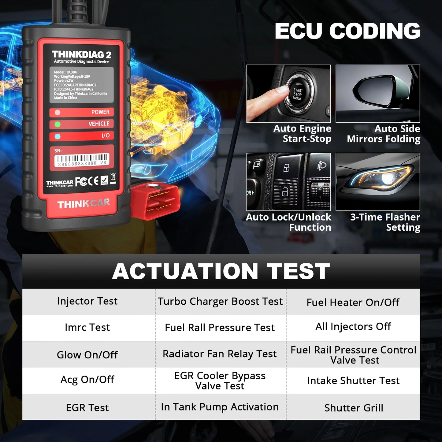 ThinkDiag 2 ALL Software 1 Year Free Update Auto Diagnostic Tool Support CAN FD ECU Coding Bidirectional 16 Reset OBD2 Scanner