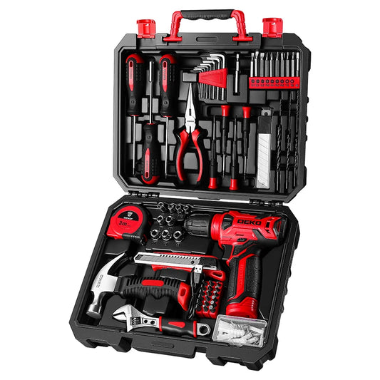 DEKO 126 Piece Cordless Drill Set Essential Household Kit