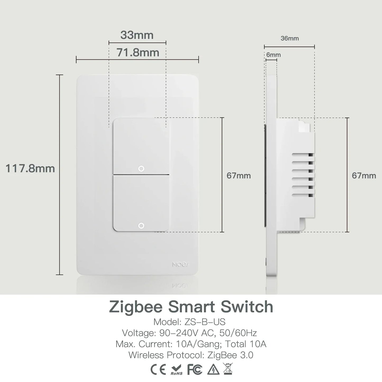 Moes Tuya ZigBee Smart Light Switch Controls Alexa And Google