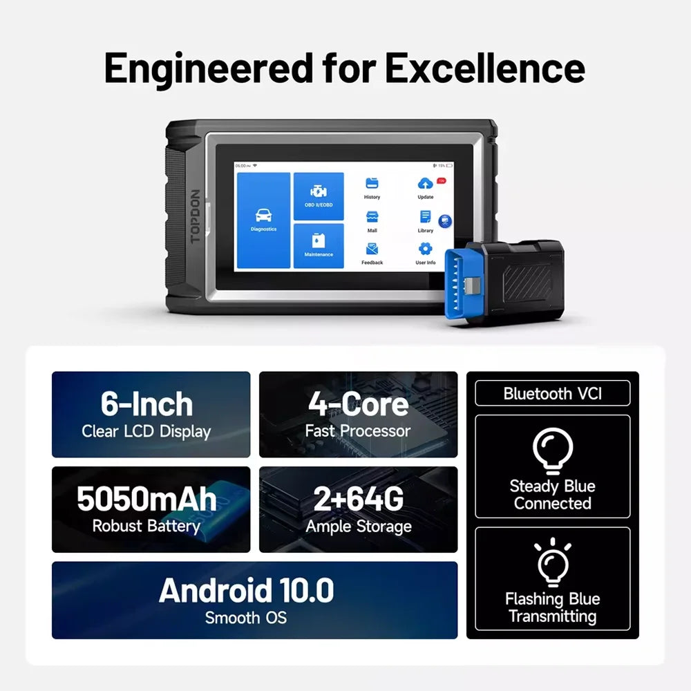 TOPDON Artidiag800 BT 2 Automotive Car Diagnostic Tool Full System OBD2 Scanner Lifetime Free Update Scan Tool VCI Repair Tool