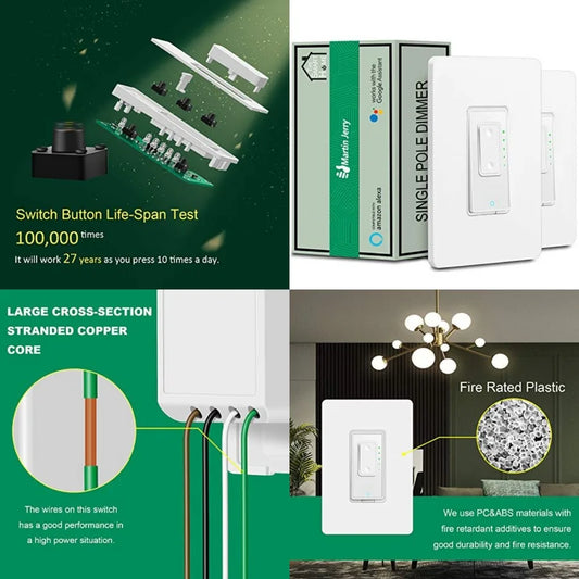 Smart Dimmer Switch by SmartLife App, Mains Dimming ONLY, Compatible with Alexa as WiFi Light Switch Dimmer, Single Pole, Works