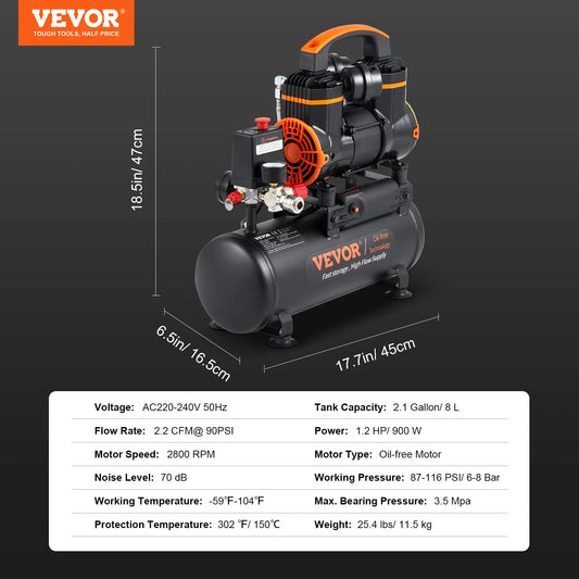 SucceBuy Silent Oil Free Portable Air Compressor 900W/1450W/1800W