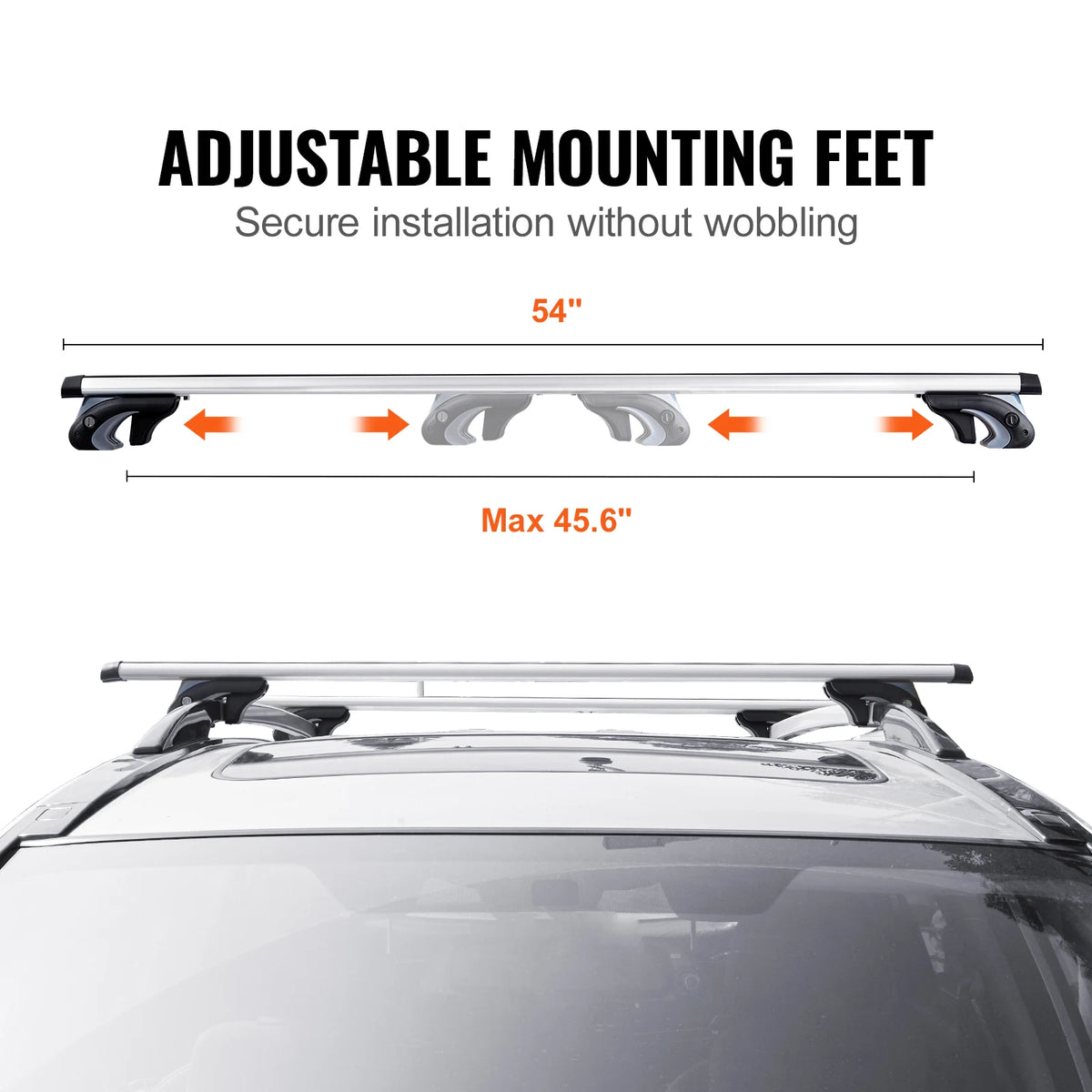 SucceBuy Roof Rack Crossbar Adjustable Aliuminum Roof Rail Crossbar Baggage Luggage Carrier 200 LBS Top Roof Crossbar Silver