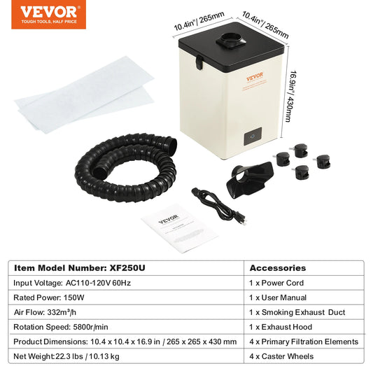 VEVOR Soldering Fume Extractor Three Stage Filter Smoke Purifier