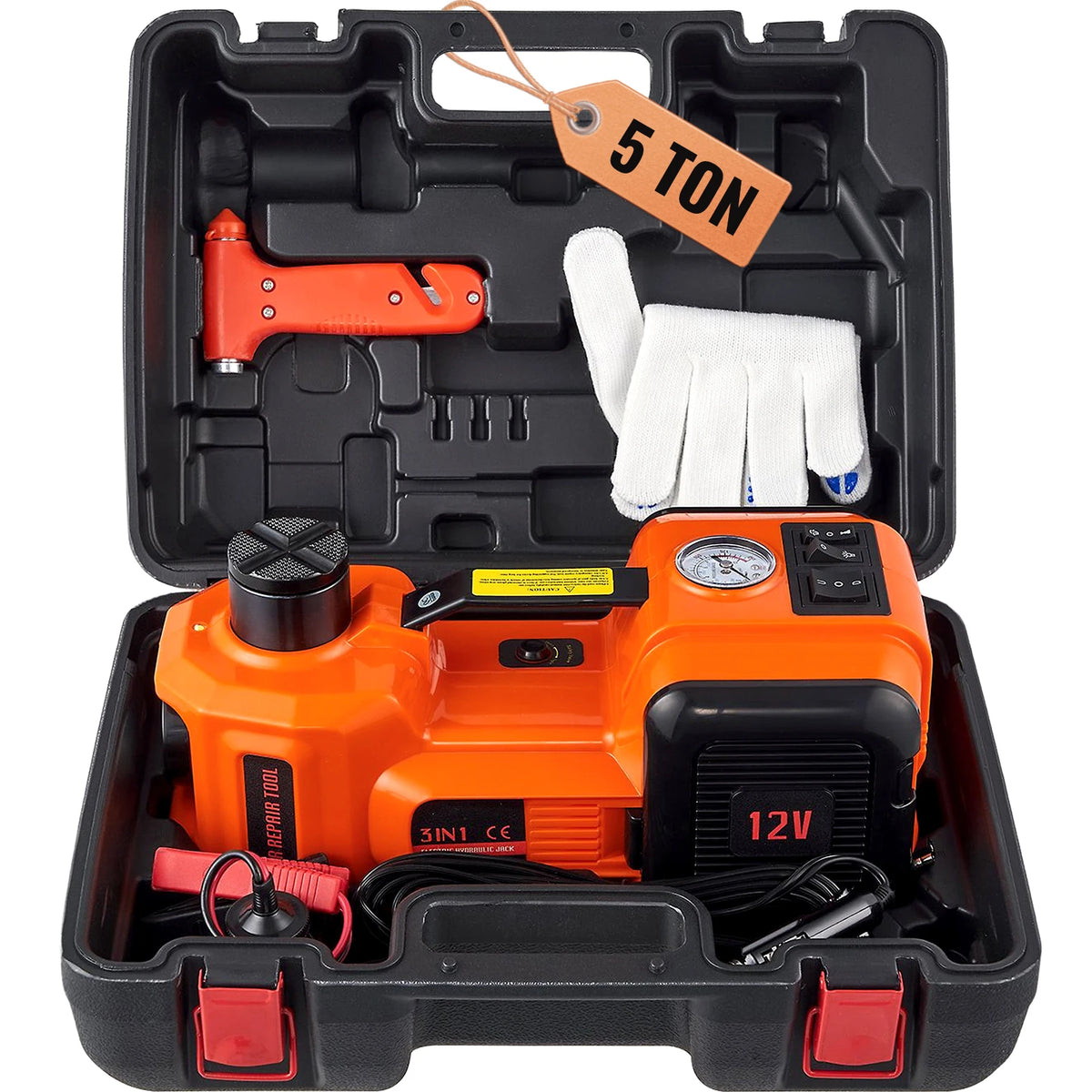 SucceBuy Electric Hydraulic Car Jack Kit For Roadside Tire Repairs