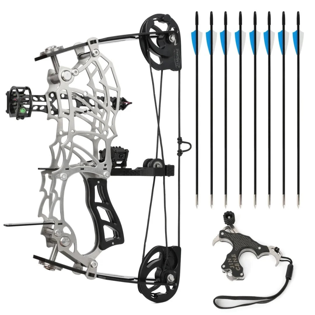 Adjustable Compound Archery Bow Featuring Carbon Grip And Steel Build
