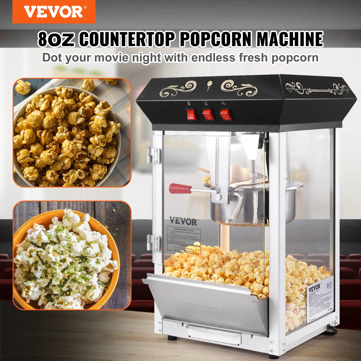 Succebuy Commercial Countertop Popcorn Popper Maker Machine