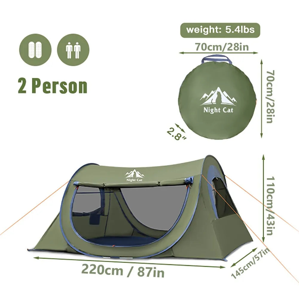 Night Cat Pop Up Two Person Tent With MosquitoNet Waterproof