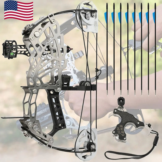 Adjustable Compound Archery Bow Featuring Carbon Grip And Steel Build