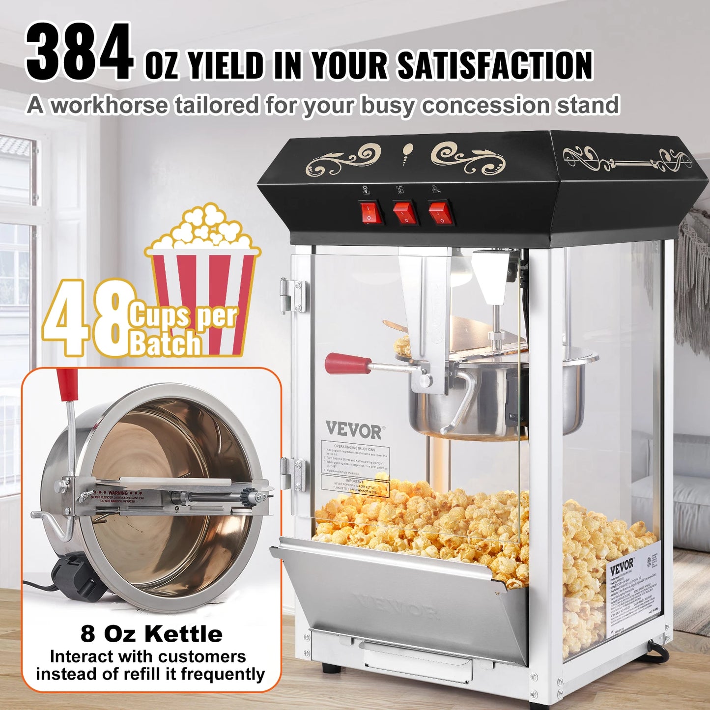 Succebuy Commercial Countertop Popcorn Popper Maker Machine