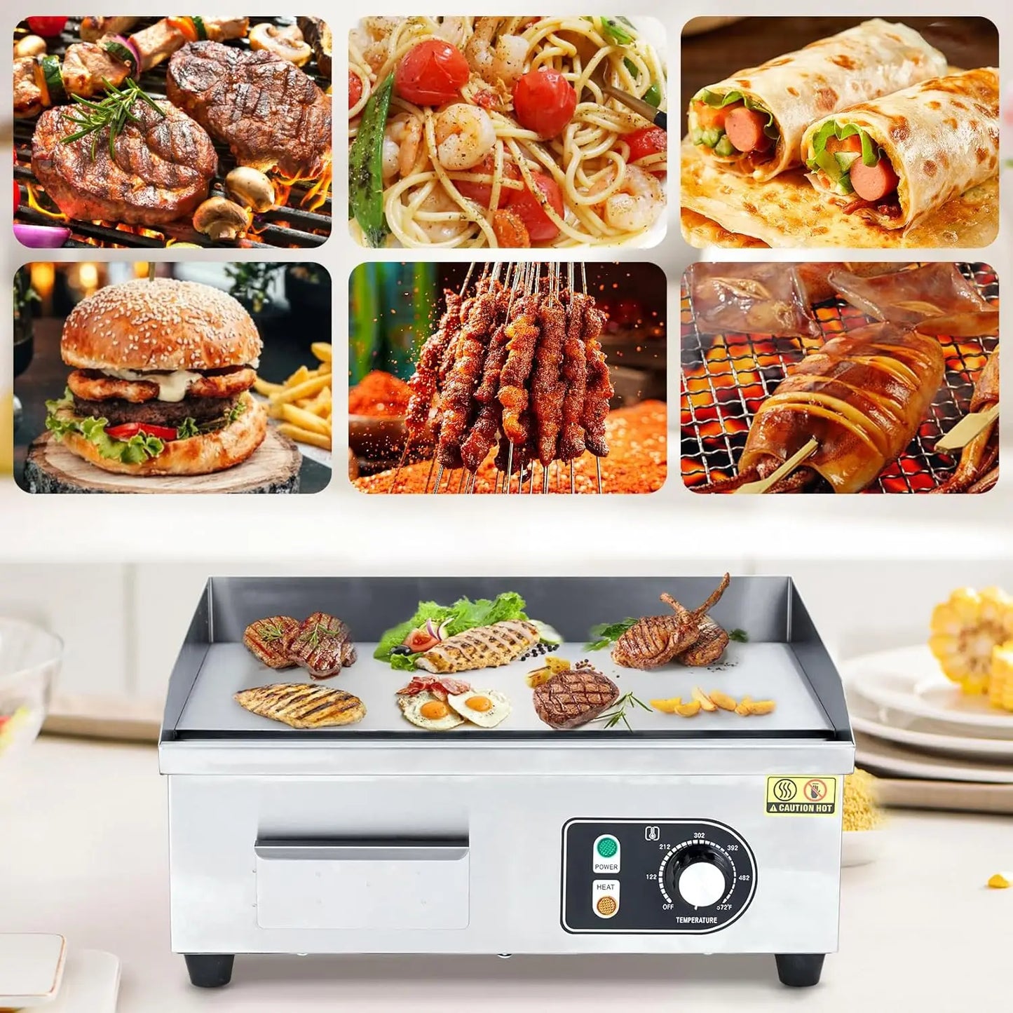 HiMISS Electric Griddle for Outdoor Cooking Nonstick Grill Plate
