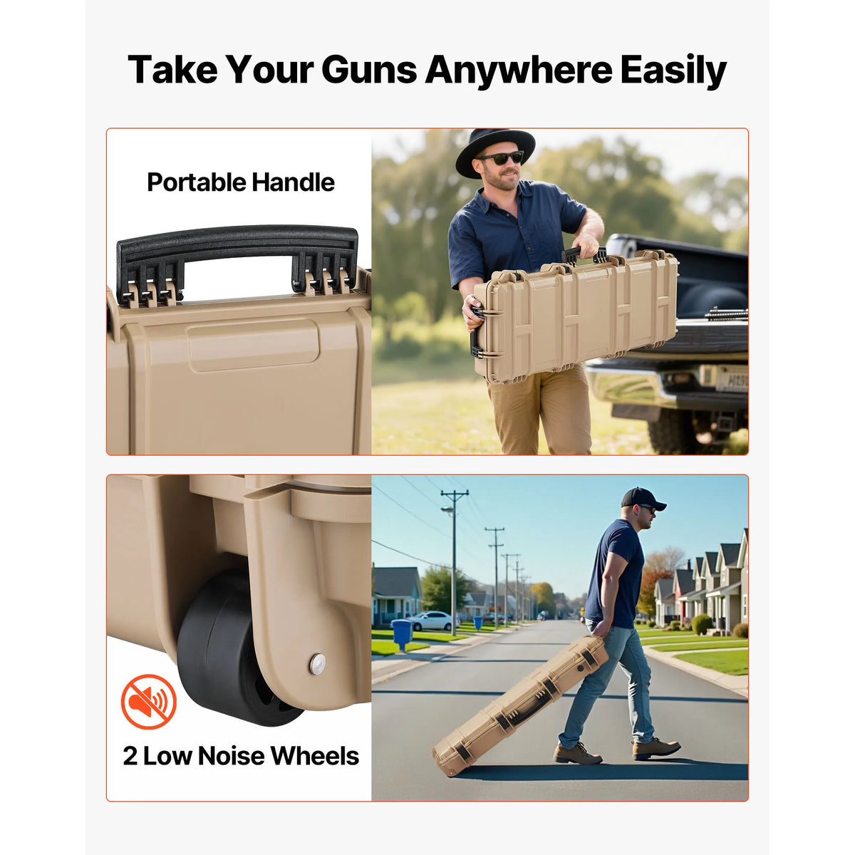 SucceBuy Lockable Hard Rifle Case With Wheels And Waterproof Protection