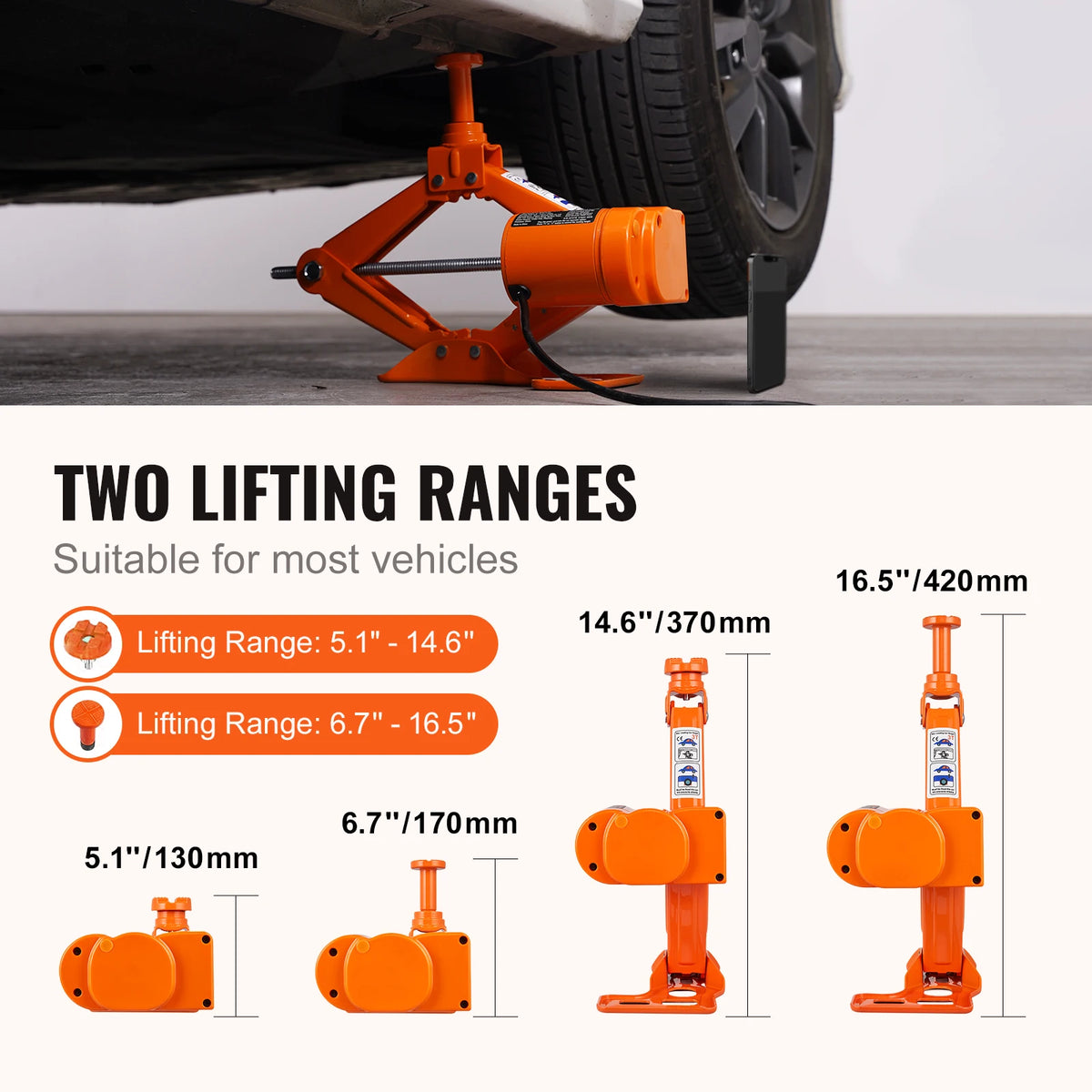 SucceBuy Electric Car Jack 3 Ton/6600lbs 12V Electric Scissor Jack Portable Car Jack for SUV Truck Sedan Tire Change Replacement