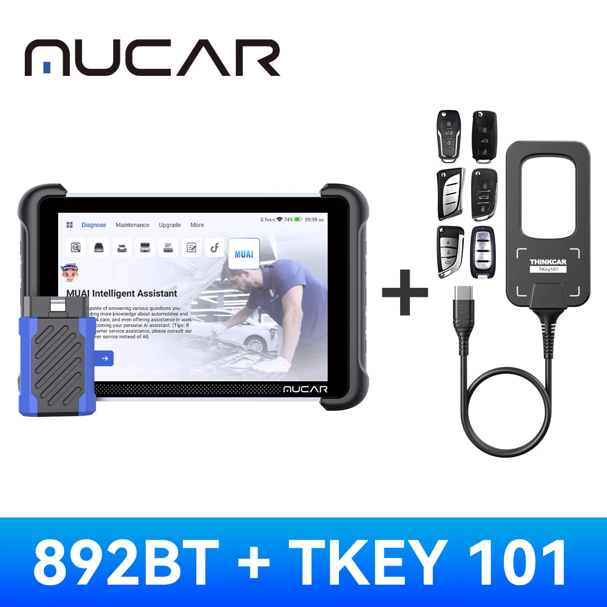 MUCAR 892BT AI Automotive Diagnostic Tool Key Programmer Bidirectional Obd2 Scanner ECU Coding CANFD DOIP 35 Resets Life Free