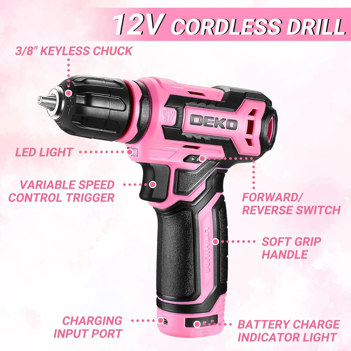 DEKO Home Mechanic Toolbox With Cordless Drill And Storage Drawer