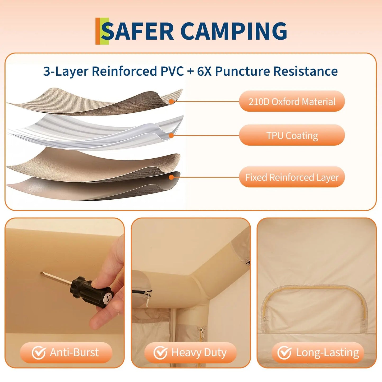 Inflatable 6-Person Camping Tent With Skylight And Quick Setup