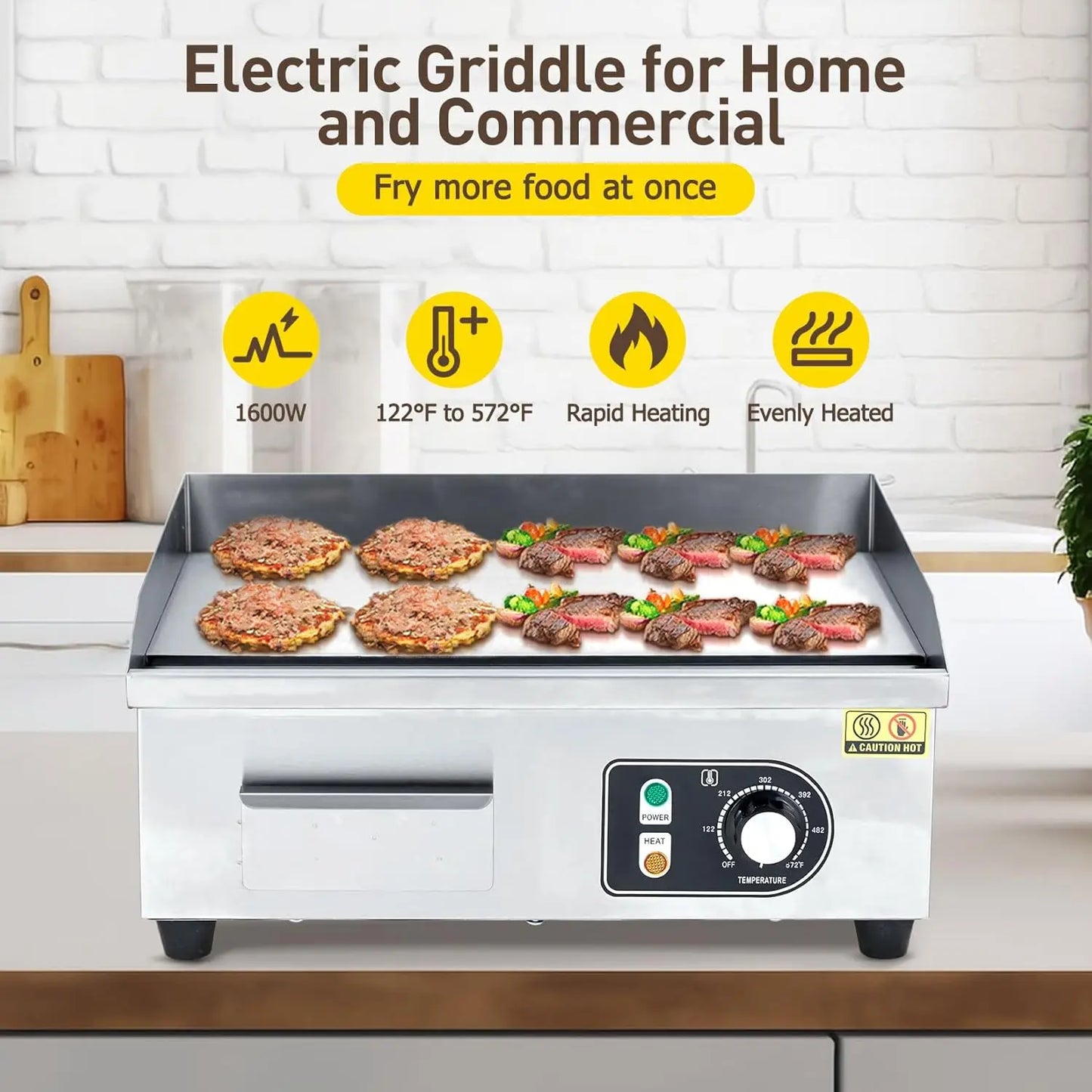 HiMISS Electric Griddle for Outdoor Cooking Nonstick Grill Plate