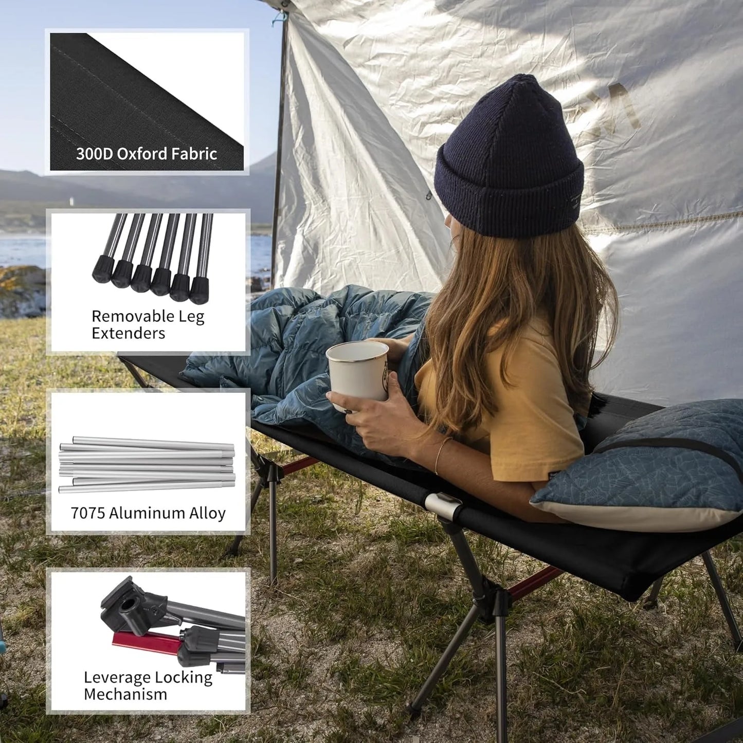 Naturehike Ultralight Folding Camping Cot With Adjustable Height