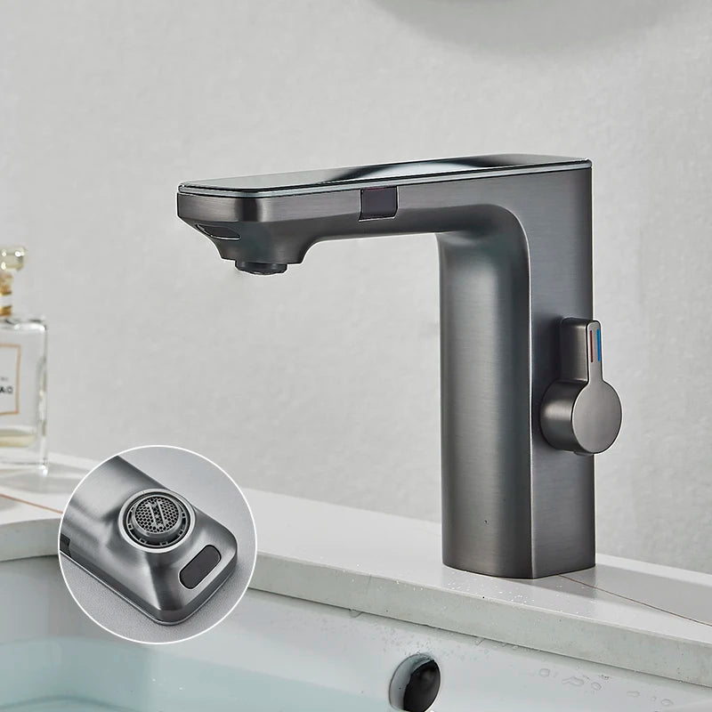 Suguword Touchless Bathroom Faucet Deck Mount Sensor Basin Tap
