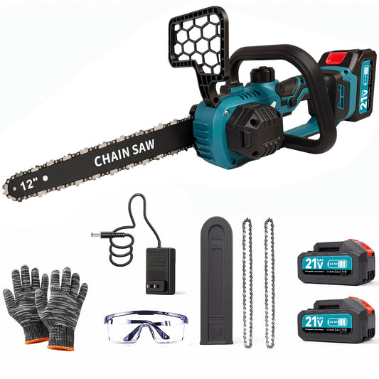 XYSD Cordless Electric Chainsaw With 21V And Dual 3000mAh Batteries