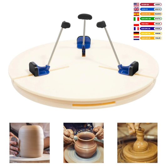 Pottery Turntable Clamp Portable Ceramic Trim Holder ABS Pottery Machine 5 Support Feet 25-36cm Diameter for Sculpting/Throwing
