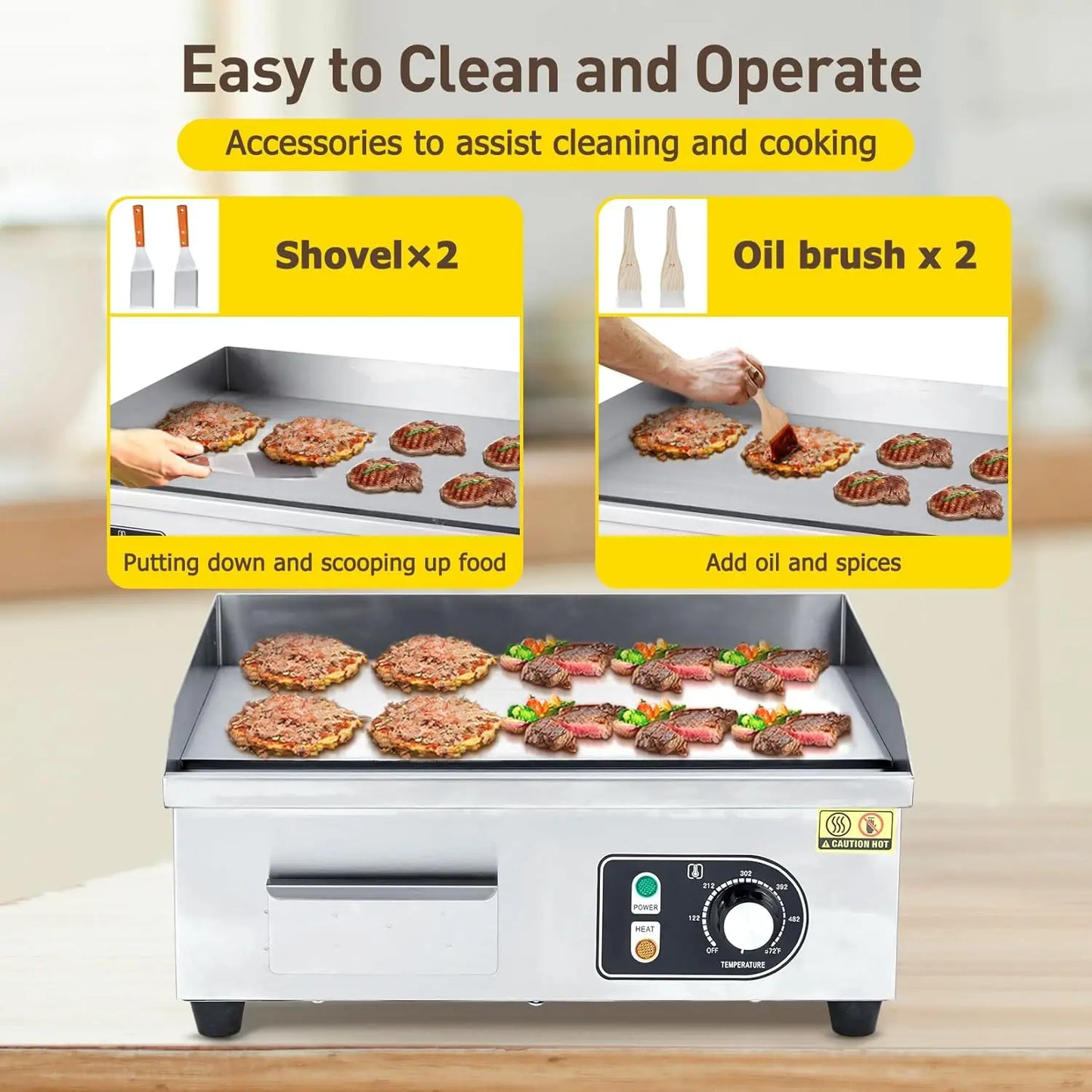 HiMISS Electric Griddle for Outdoor Cooking Nonstick Grill Plate