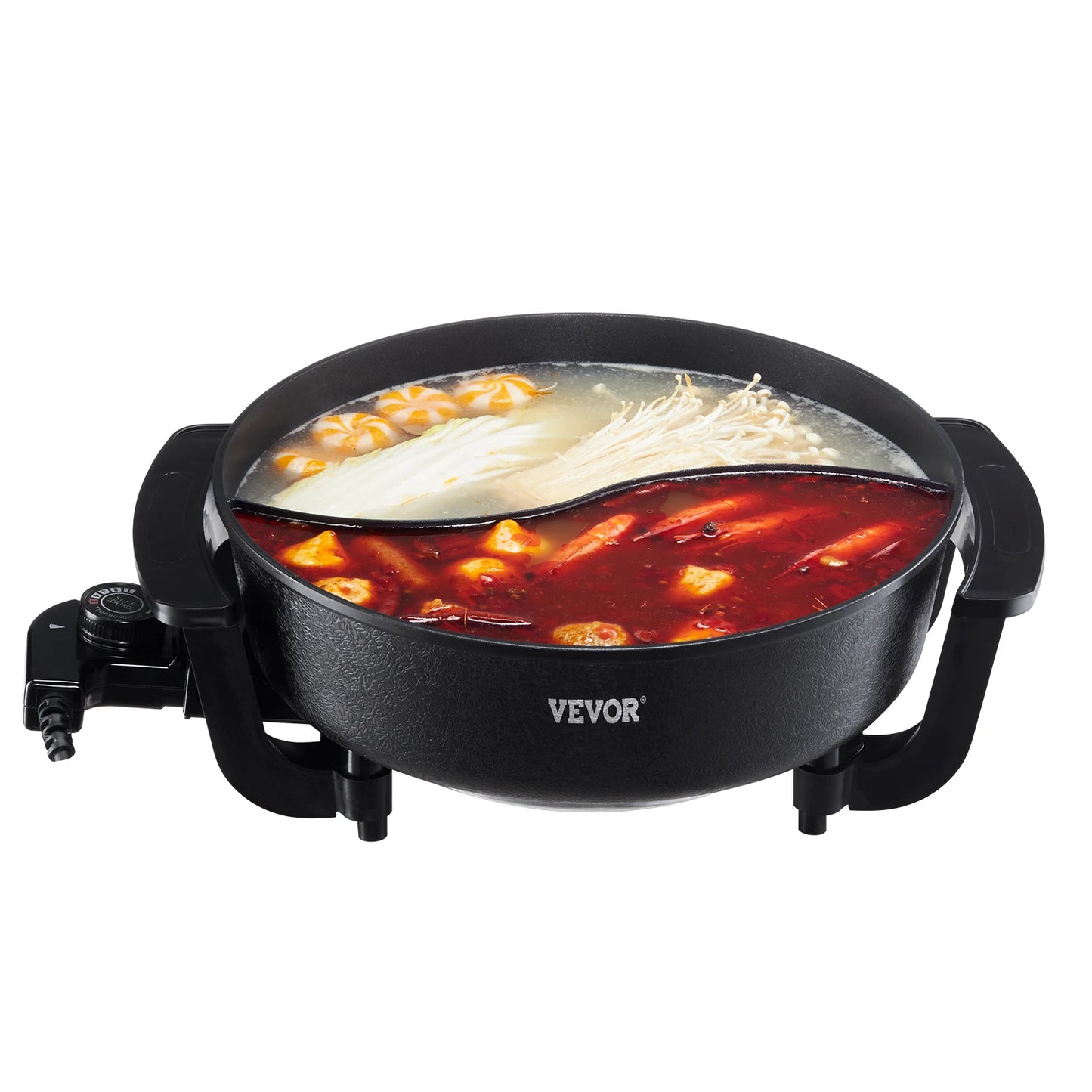 SucceBuy Dual Flavor Electric Hot Pot With Divider Glass Lid