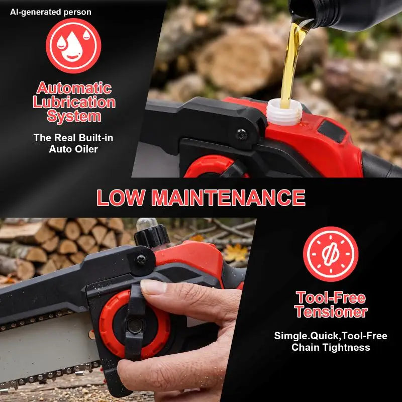 XYSD Cordless Mini Chainsaw Portable Electric Handheld With 2x3.0Ah Batteries