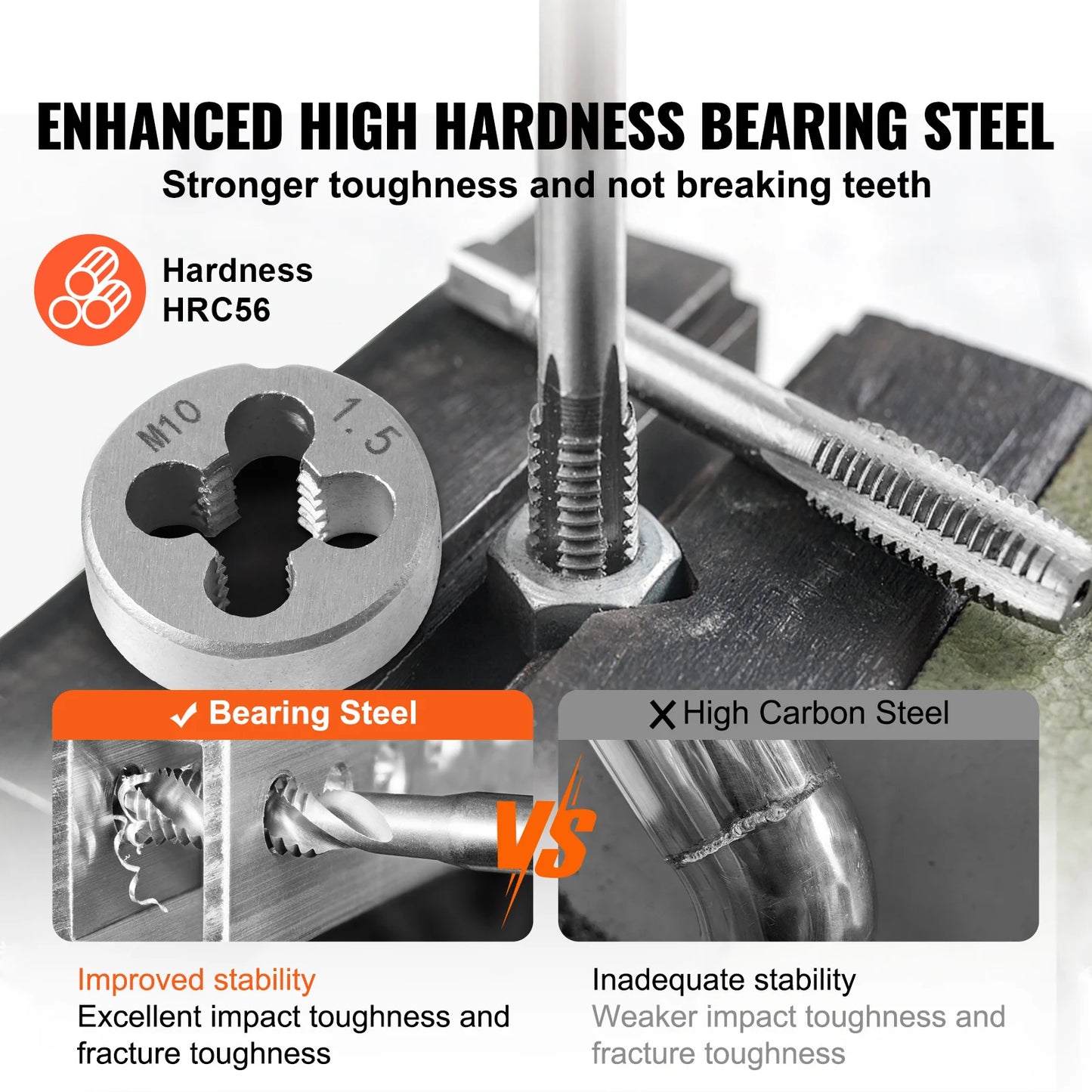SucceBuy 116 Piece Metric And Sae Bearing Steel Tap Die Set