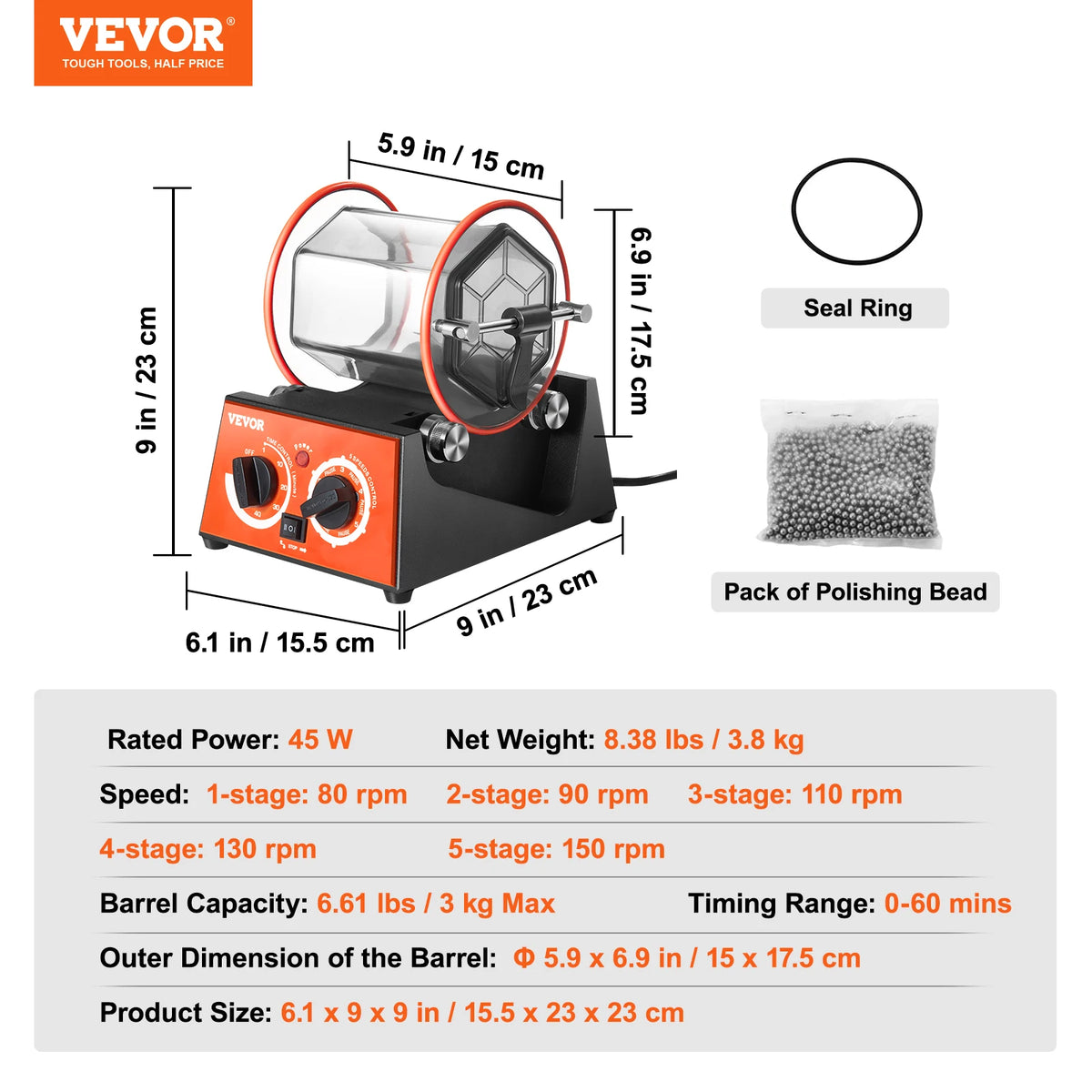 SucceBuy Rotary Tumbler For Jewelry Gemstone Polishing Machine